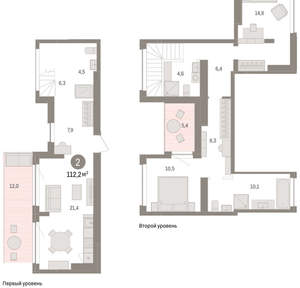 2-к квартира, вторичка, 112м2, 8/8 этаж