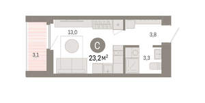 Студия квартира, вторичка, 23м2, 16/16 этаж