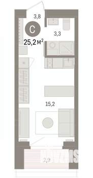 Студия квартира, вторичка, 25м2, 10/16 этаж
