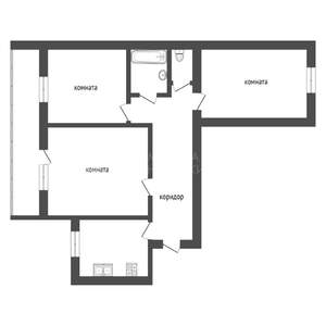 3-к квартира, вторичка, 60м2, 9/9 этаж