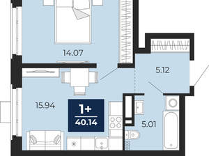 1-к квартира, вторичка, 40м2, 23/24 этаж