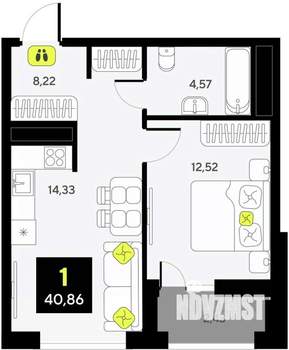 1-к квартира, вторичка, 41м2, 5/14 этаж