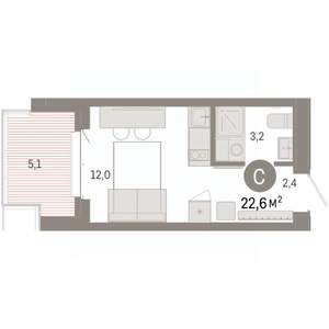 Студия квартира, вторичка, 23м2, 4/11 этаж