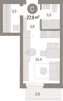 Студия квартира, вторичка, 28м2, 5/25 этаж