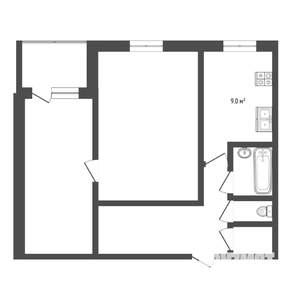 2-к квартира, вторичка, 44м2, 5/9 этаж