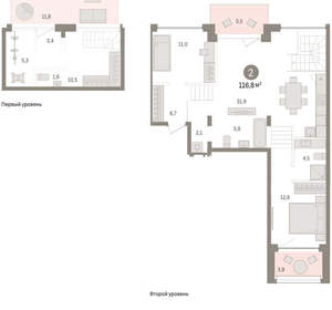 2-к квартира, вторичка, 117м2, 1/8 этаж