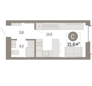 Студия квартира, вторичка, 22м2, 5/16 этаж