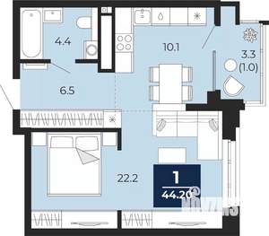 1-к квартира, вторичка, 44м2, 5/14 этаж