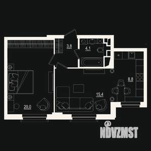 2-к квартира, вторичка, 52м2, 3/8 этаж