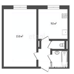 1-к квартира, вторичка, 33м2, 1/9 этаж