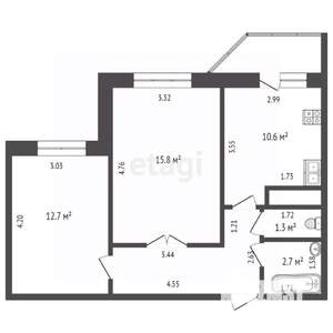 2-к квартира, вторичка, 50м2, 17/17 этаж