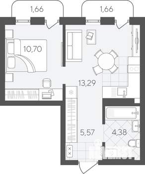1-к квартира, вторичка, 37м2, 12/24 этаж