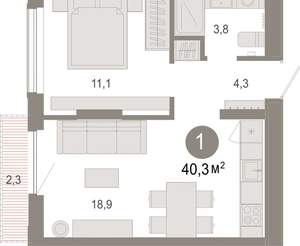 1-к квартира, вторичка, 40м2, 3/17 этаж