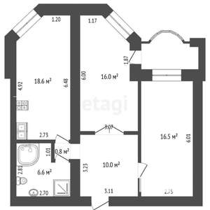 2-к квартира, вторичка, 69м2, 3/10 этаж