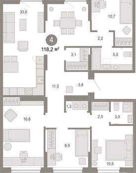4-к квартира, вторичка, 118м2, 7/17 этаж