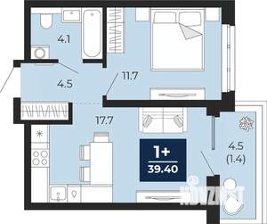 1-к квартира, вторичка, 39м2, 12/14 этаж
