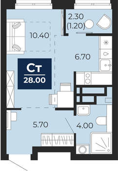 Студия квартира, вторичка, 28м2, 22/24 этаж