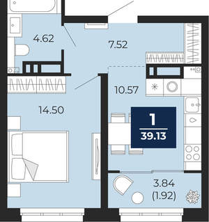 1-к квартира, вторичка, 41м2, 21/22 этаж