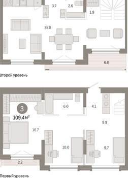 3-к квартира, вторичка, 109м2, 6/8 этаж