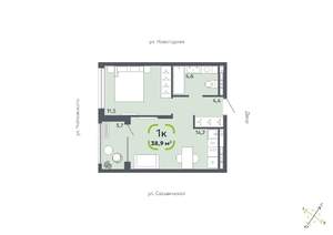 1-к квартира, вторичка, 39м2, 2/16 этаж