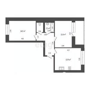 2-к квартира, вторичка, 50м2, 10/10 этаж