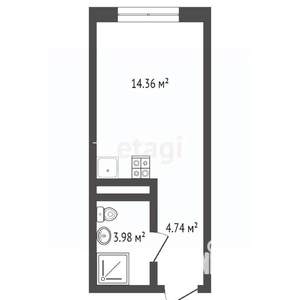 Студия квартира, вторичка, 23м2, 14/25 этаж