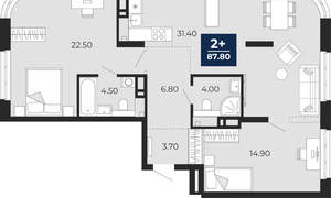 2-к квартира, вторичка, 88м2, 14/24 этаж