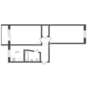 2-к квартира, вторичка, 43м2, 5/5 этаж