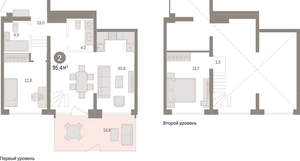 2-к квартира, вторичка, 95м2, 1/8 этаж