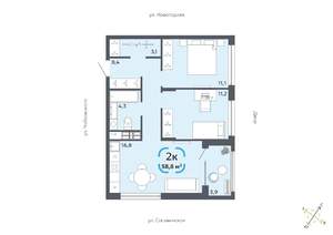 2-к квартира, вторичка, 59м2, 11/16 этаж