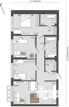 3-к квартира, вторичка, 84м2, 2/15 этаж