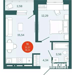1-к квартира, вторичка, 36м2, 12/15 этаж
