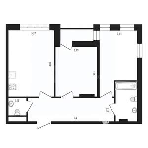 2-к квартира, вторичка, 56м2, 1/17 этаж