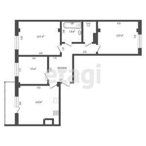 3-к квартира, вторичка, 69м2, 16/16 этаж