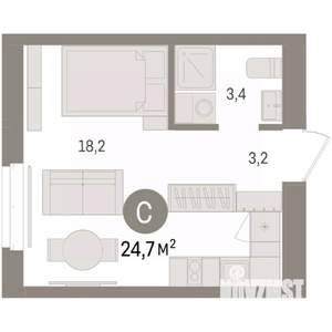 Студия квартира, вторичка, 25м2, 7/16 этаж