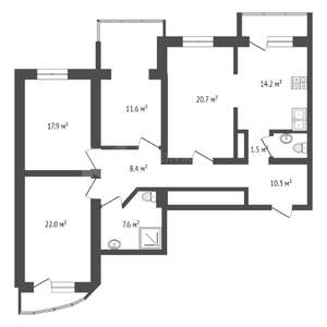 4-к квартира, вторичка, 125м2, 8/12 этаж
