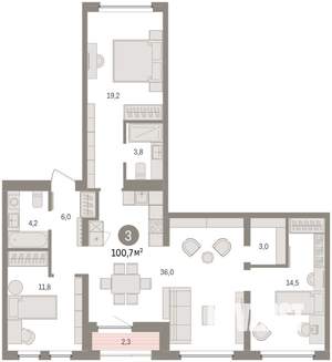 3-к квартира, вторичка, 101м2, 3/7 этаж