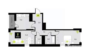 2-к квартира, вторичка, 59м2, 17/17 этаж