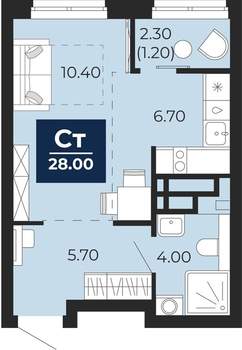 Студия квартира, вторичка, 28м2, 4/24 этаж
