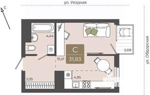 Студия квартира, вторичка, 32м2, 9/15 этаж