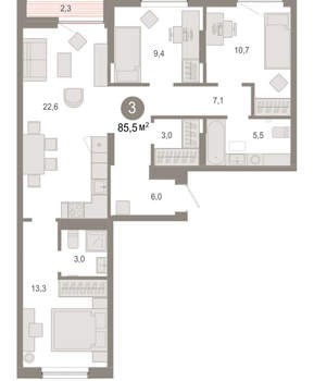 3-к квартира, вторичка, 85м2, 8/17 этаж
