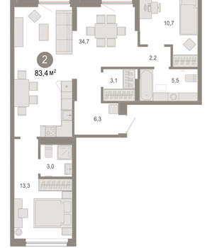 2-к квартира, вторичка, 83м2, 4/17 этаж
