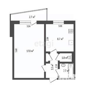1-к квартира, вторичка, 33м2, 8/9 этаж