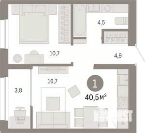 1-к квартира, вторичка, 40м2, 9/9 этаж