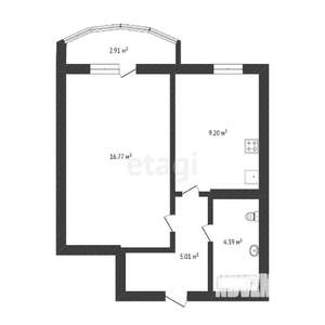 1-к квартира, вторичка, 35м2, 2/16 этаж