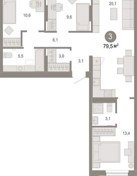 3-к квартира, вторичка, 80м2, 2/17 этаж