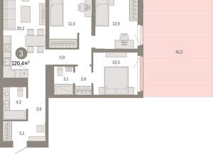 3-к квартира, вторичка, 120м2, 3/25 этаж