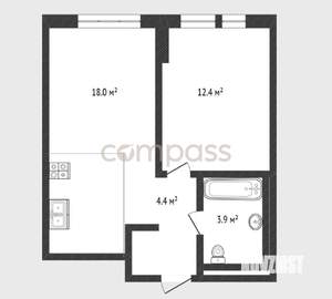 Студия квартира, вторичка, 34м2, 6/24 этаж