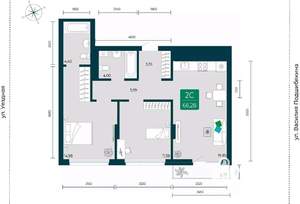2-к квартира, вторичка, 66м2, 7/12 этаж