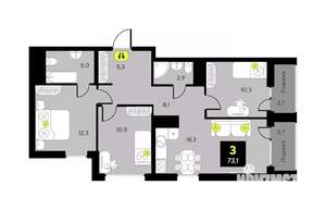 3-к квартира, вторичка, 73м2, 15/23 этаж